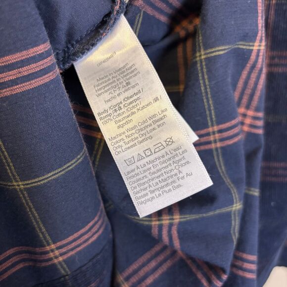 Madewell Navy Blue with Pink Plaid Corduroy Button Down Front Shirt Jacket Large - Picture 6 of 6